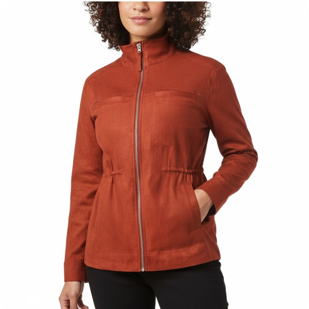 32 Degrees Cool Orange Red Linen Blend Trace Drawstring NWT Jacket Size Medium - Picture 10 of 10